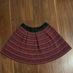 Forever 21 Thick Heavy Woven Pink Tapestry Pleat Fit & Flare Skater Mini Skirt S